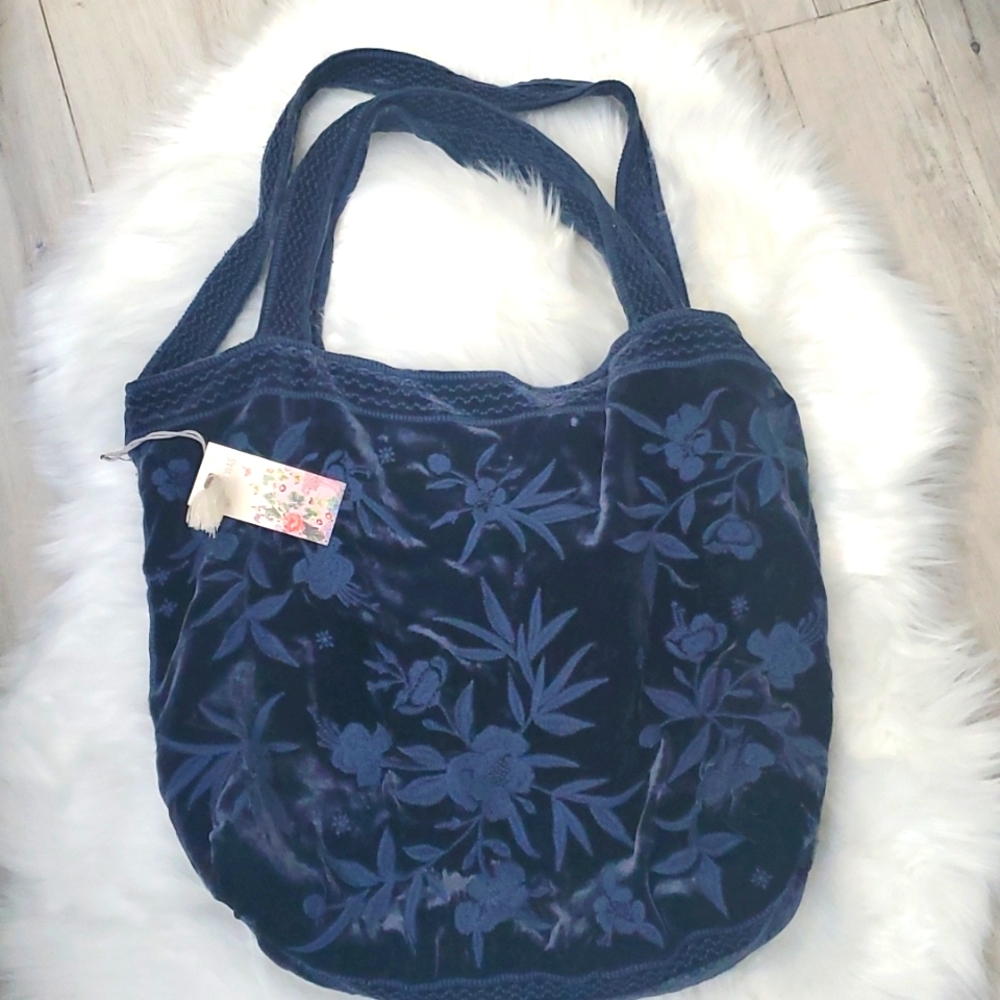 Johnny Was Velvet Embroidered Purse